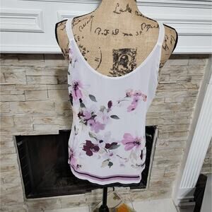 WHBM purple floral Chiffon camisole tank top blouse‎ size XS